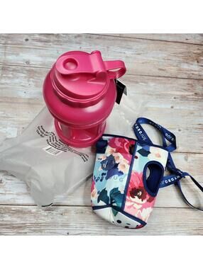 NEW HydroJug 73oz Reusable Jug With Handle Magenta with NEW Floral Sleeve
